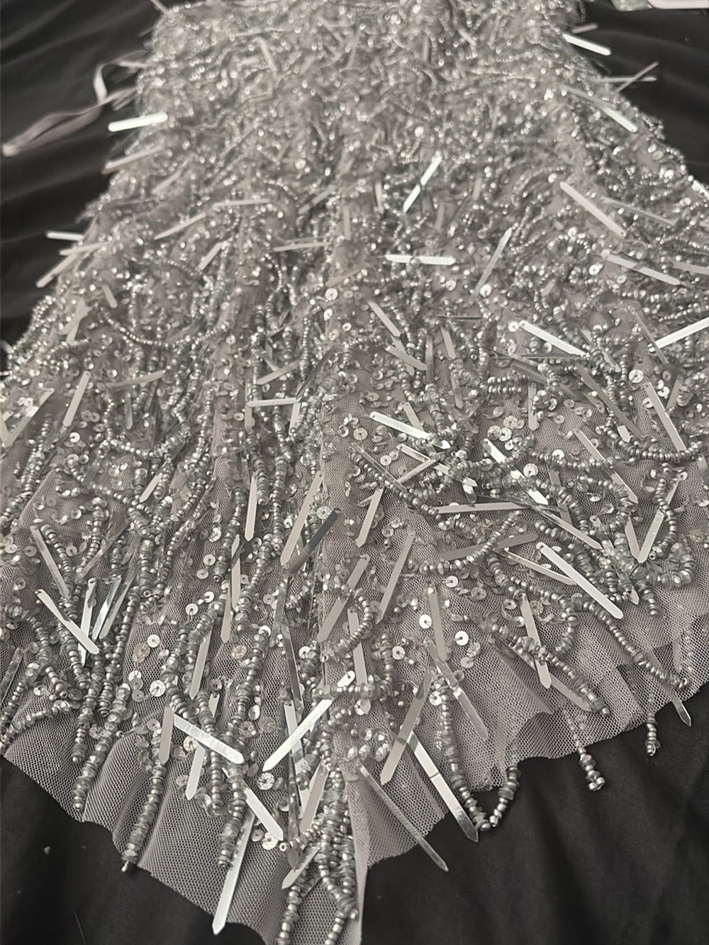 Silver Embellished Asymmetrical Women's Dress